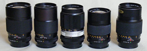 Size comparison 135 mm lenses
