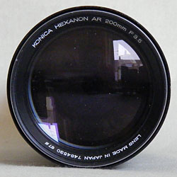 Front Konica Hexanon 200 mm / F3.5 black with EE marking