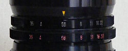 aperture rings white-red Hexanon 200 mm / 1:3.5 Preset for AR bayonet